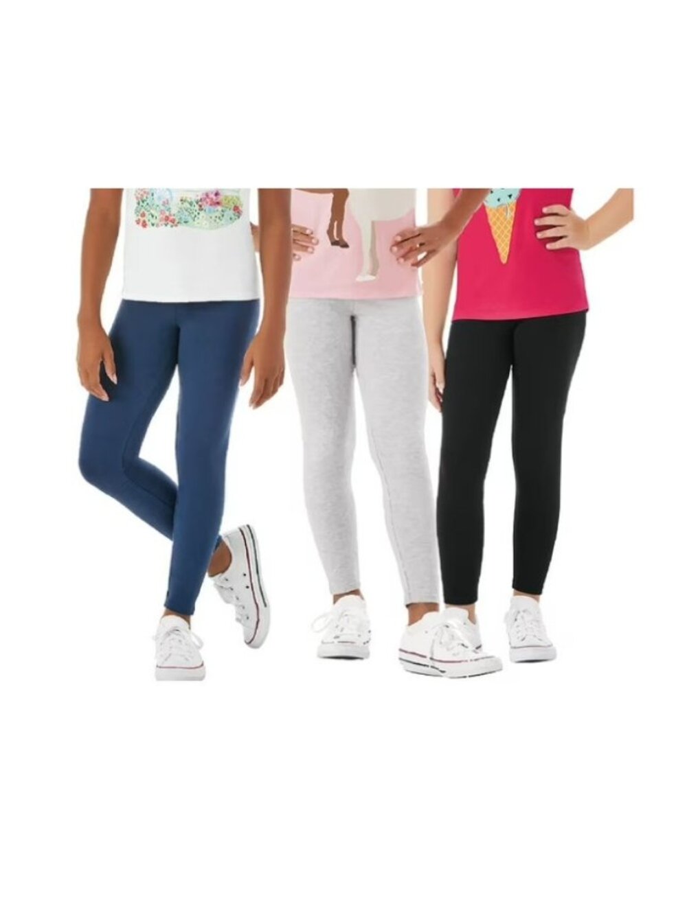 New! Member's Mark Girls 3-Pack Cotton/Spandex Leggings-Size 6/6X
